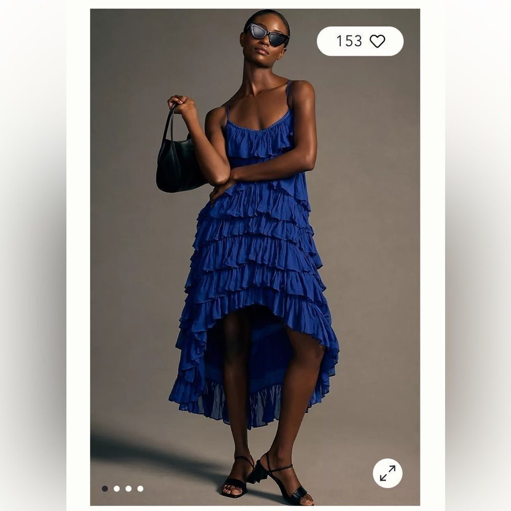 By Anthropologie size Medium $230 Tiered Ruffle High-Low Dress